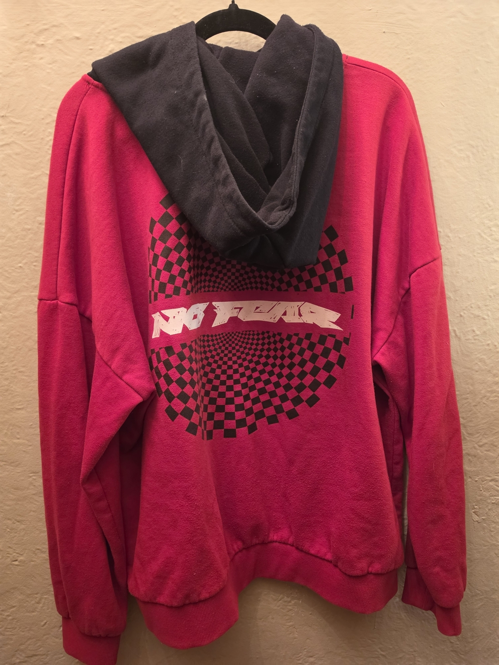 No Fear Y2K Skate Streetwear Oversized Graphic Hoodie Red Black XL